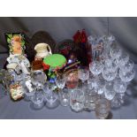A PARCEL OF DRINKING GLASSES AND OTHER GLASSWARE along with further collectables to include Nao,