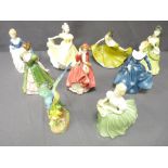 EIGHT ROYAL DOULTON FIGURINES - HN3661 - HN2345 - HN2334 - HN2379 - HN2336 - HN2329 - HN1834 -