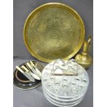 COMMUNION SERVER, brass charger and similar items