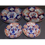 TWO IMARI CHARGERS, along with two similar plates
