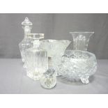 A PARCEL OF QUALITY GLASSWARE including decanters with stoppers ETC