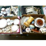 FOUR BOXES OF COLLECTABLES including various silver plate, cased flatware, Hornsea, Jasperware,