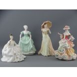 TWO COALPORT FIGURINES 'Vicky' and 'Henrietta', along with two Royal Doulton figures, 'My Love'