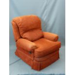 RED CHENILE MANUAL RECLINING ARMCHAIR