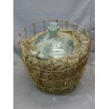 GLASS CARBOY WITH ORIGINAL STRAW BASKET