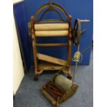 VINTAGE MANGLE labelled 'S Aston & Son Limited, Caernarvon' and a Webb Witch old lawn mower