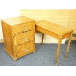 ANTIQUE PINE THREE DRAWER CHEST and a rectangular pine side table on tapered supports, various