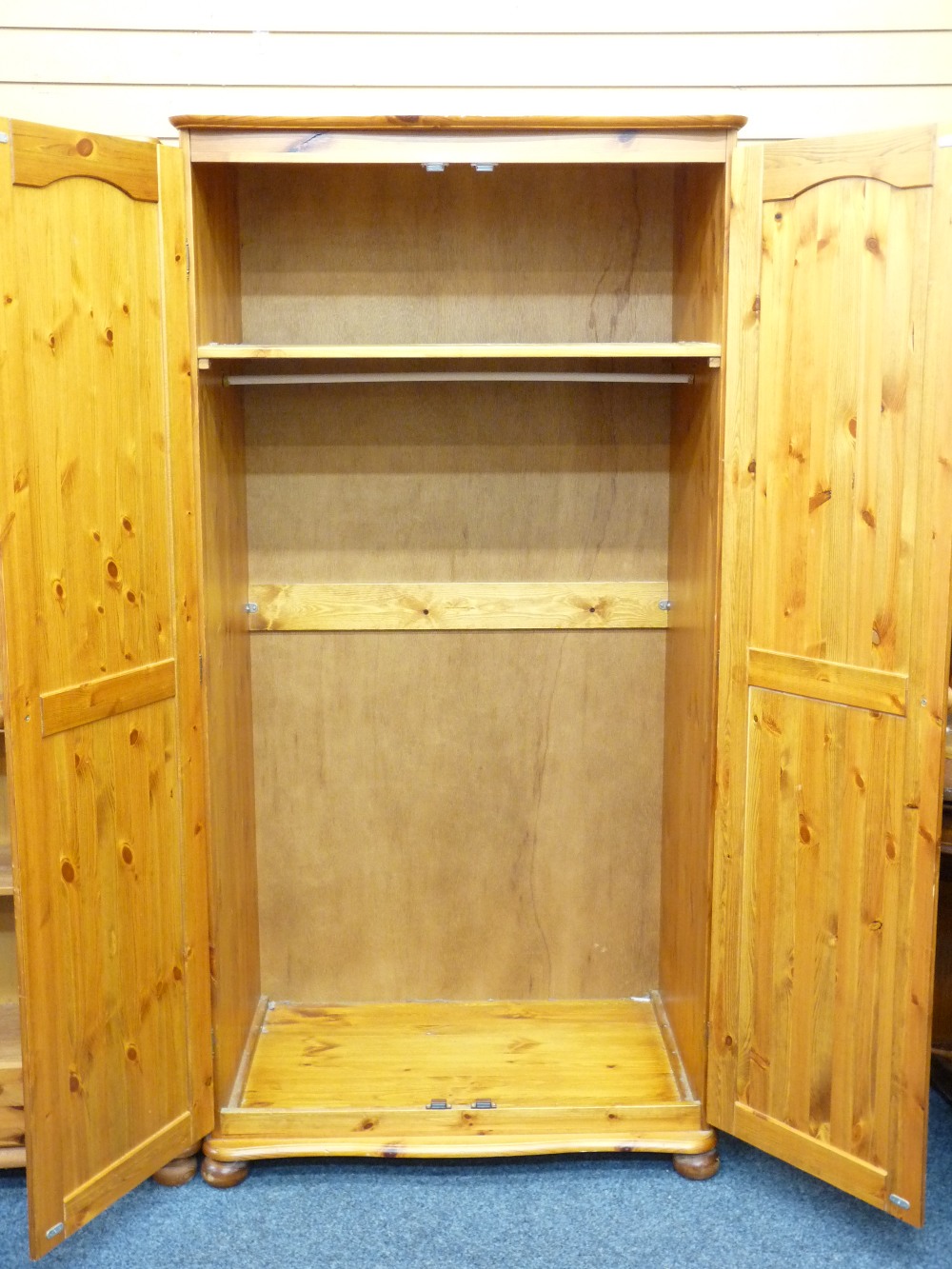 MODERN PINE FURNITURE - a two door wardrobe and an open shelf bookcase with base drawer - Image 2 of 2