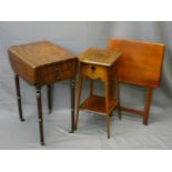 ANTIQUE PEMBROKE TABLE on turned supports with two single end drawers, a two tier planter and a