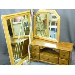 ANTIQUE PINE STYLE ENTERTAINMENT UNIT, quantity of curtain poles, various sizes, large wooden framed