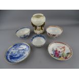 GROUP OF 18TH CENTURY CHINESE EXPORT PORCELAIN TEAWARE and a Worcester type reticulated pot pourri