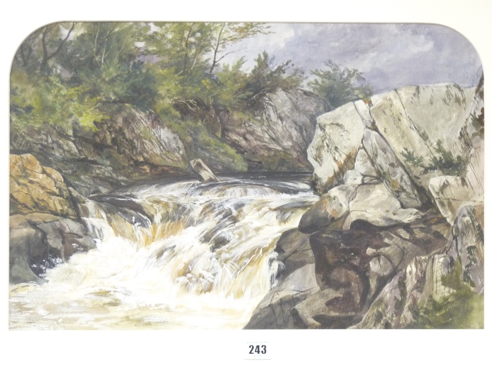 EDMUND GUSTAVUS MULLER watercolour - fine waterfall scene with detailed rocks and Abbott and - Image 2 of 2