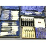 SIX CASED QUANTITIES OF SILVER & EPNS CUTLERY