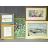 PAT ROBERTS five framed studies, mixed medias - including a pastel titled 'Winter, Rhuallt, North