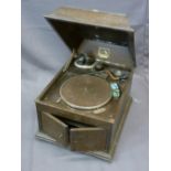 VINTAGE WOODEN CASED HMV GRAMOPHONE