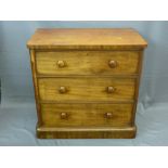 VICTORIAN MAHOGANY CHEST OF THREE DRAWERS, 92cms height, 95cms width, 58cms depth