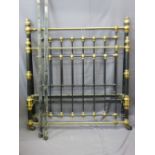 METAL & BRASS EFFECT HEAVY GAUGE BED FRAME, 140cms width x 190cms length approx