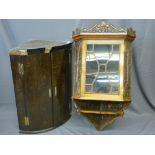 FINE CARVED OAK HANGING CORNER CUPBOARD, carved inscription 'Oak From Foudroyant' and a bow