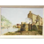 JAMES R RICHARDSON oil on board - Cornish harbour scene, signed, 49 x 74cms