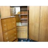 G PLAN GOLD LABEL BEDROOM SUITE comprising double wardrobe, seven drawer chest and a compactum
