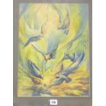 MARGARET GILLISON TODD (BOYD) gouache - scene of birds, titled 'Swoop', 42 x 31cms