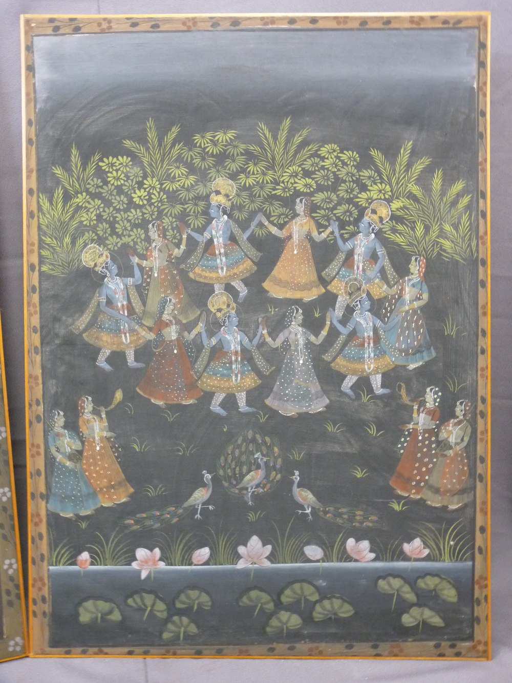 TWO LARGE INDIAN PAINTINGS ON SILK - Image 3 of 3