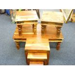 MODERN RUSTIC MEXICAN FURNITURE - nest of three coffee tables, Long John coffee-table and two side