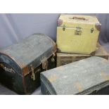 SELECTION OF VARIOUS SIZED WOOD & CANVAS TRAVEL CASES & TRUNKS