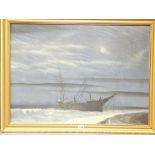 T M LALLY oil on board - titled 'The wreck of the Mexico 1886', signed and dated 1965, 53.5 x 74.