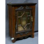 LINE INLAID ROSEWOOD WALL CABINET with bevel edged glass door panels, 53.5cms height, 39cms max