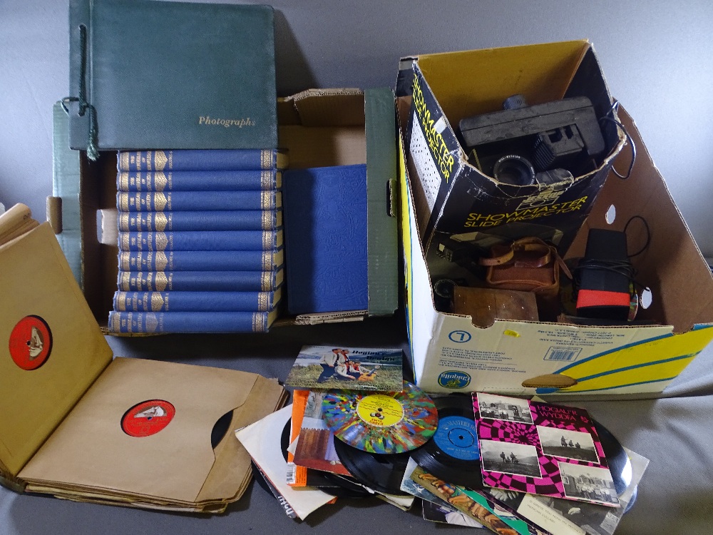 BOXED CAMERAS, 45rpm records and volumes of 'The Wonderland of Knowledge' ETC