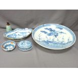 COLLECTION OF ORIENTAL POTTERY & PORCELAIN including a 46cms diameter stork decorated charger