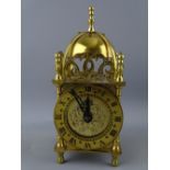 SMITHS 20TH CENTURY BRASS LANTERN CLOCK with plug-in self-start movement