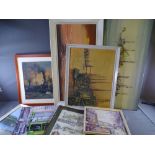 PARCEL OF PAINTINGS & PRINTS including steam related ETC