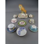 GROUP OF PORCELAIN CABINET MINIATURES AND COLLECTABLES, makers include Royal Crown Derby, Spode,