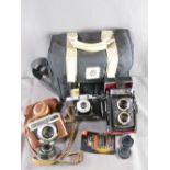 YASHICA MAT-124G DUAL LENS CAMERA in case, a Karl Zeiss Jena Werra I in leather case and an Agfa