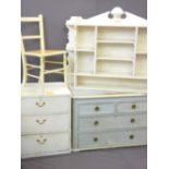 PARCEL OF VINTAGE PAINTED FURNITURE including pine two over two chest, pine three drawer chest and