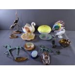 DECORATIVE PORCELAIN and other items including bone heron figures