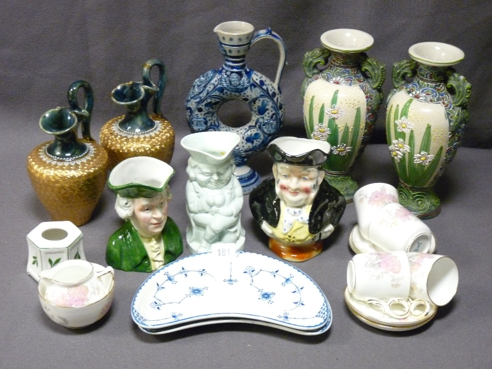 MIXED GROUP OF POTTERY & PORCELAIN including a pair of Royal Doulton jugs, a pair of Japanese