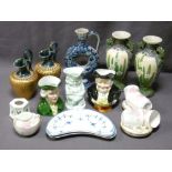 MIXED GROUP OF POTTERY & PORCELAIN including a pair of Royal Doulton jugs, a pair of Japanese