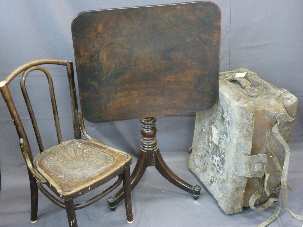 MAHOGANY SQUARE TILT TOP OCCASIONAL TABLE with turned column on a tripod base, a 'Mundus & Kone'