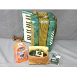 HOHNER MIGNON II ACCORDION, a Kodak Brownie 127, a Dime portable radio and a McDougal Flour Fred