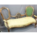 WALNUT DOUBLE CAMEO BACK CHAISE LONGUE with intricate carvings on cabriole supports