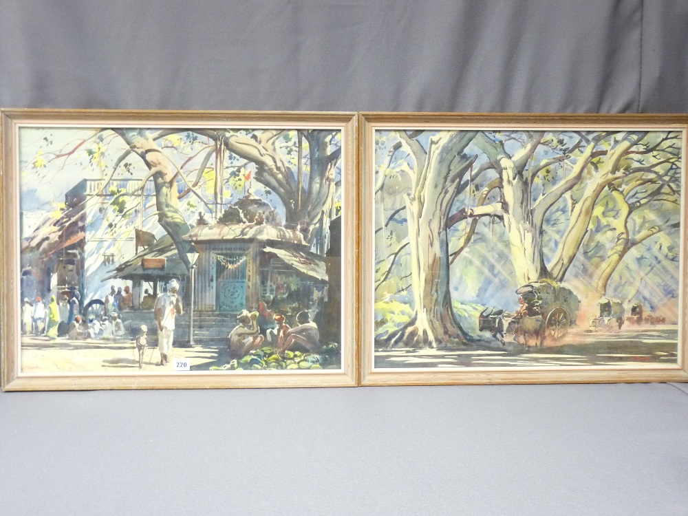 G D THYAGA RAJ watercolours, a pair - views of Indian life, signed, 47 x 62cms