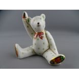 ROYAL CROWN DERBY WAVING TEDDY BEAR PAPERWEIGHT (no stopper)