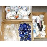 VINTAGE ORNAMENTAL CHINA & GLASSWARE including a collection of Bristol blue glass liners