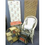VINTAGE FOUR SECTION FOLDING DRESSING SCREEN along with a three section folding screen, bamboo two