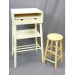 MODERN IKEA STYLE MAKE-UP TABLE/DESK/UTILITY UNIT and a lightwood stool