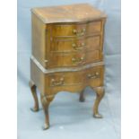 SERPENTINE FRONT FOUR DRAWER COMPACT CHEST, 78cms height, 44cms width, 34cms depth