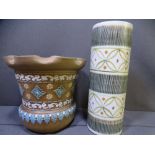 DOULTON LAMBETH TYPE JARDINIERE and a Langley chimney vase